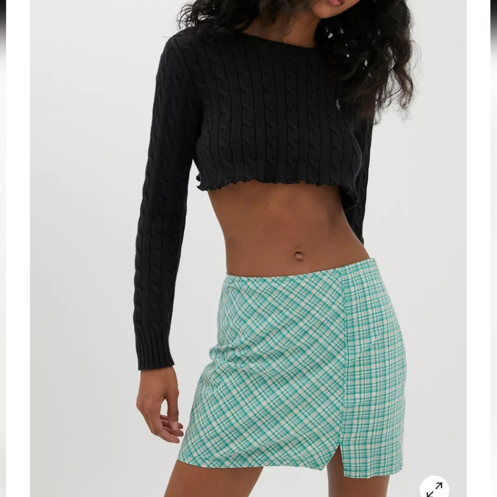 Urban Outfitters Krista Plaid knotched mini skirt